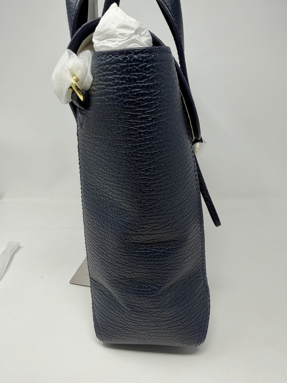 3.1 Phillip Lim Pashli medium satchel in navy pebbled leather, side profile
