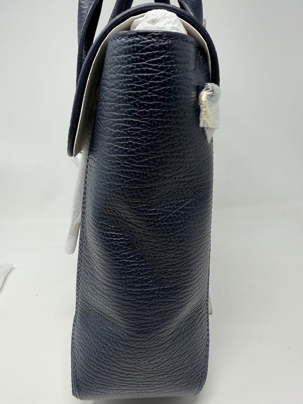 3.1 Phillip Lim Pashli medium satchel in navy pebbled leather, opposite side profile
