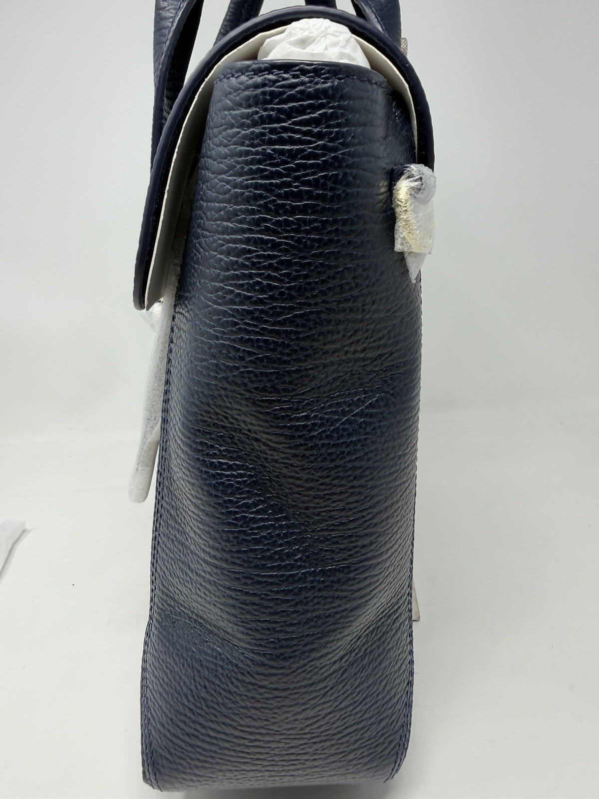 3.1 Phillip Lim Pashli medium satchel in navy pebbled leather, opposite side profile