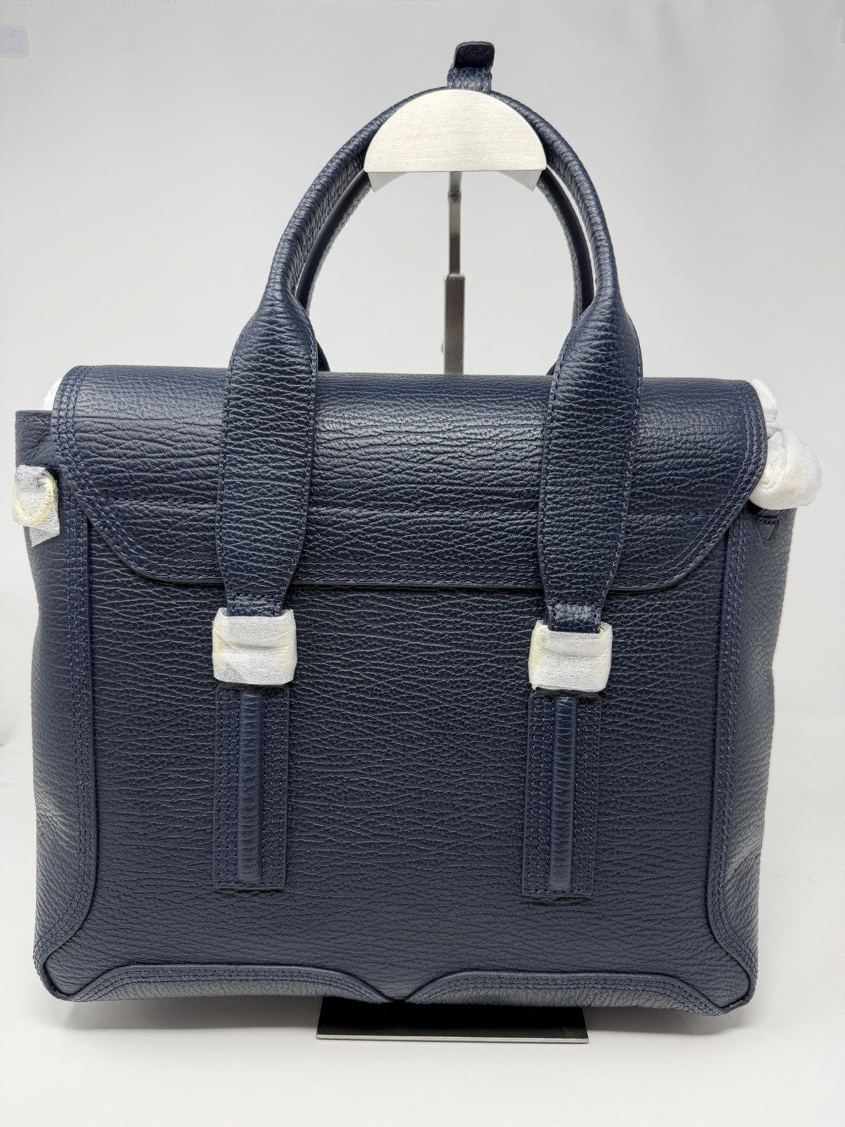 3.1 Phillip Lim Pashli medium satchel in navy pebbled leather, back view