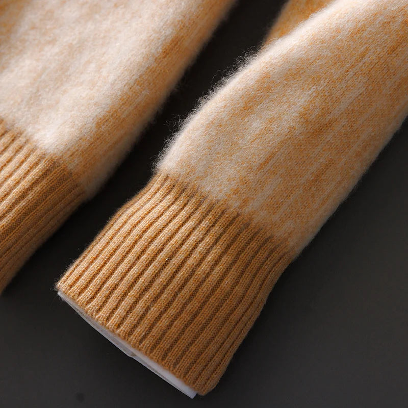 Camel knit jumper, ribbed cuff detail