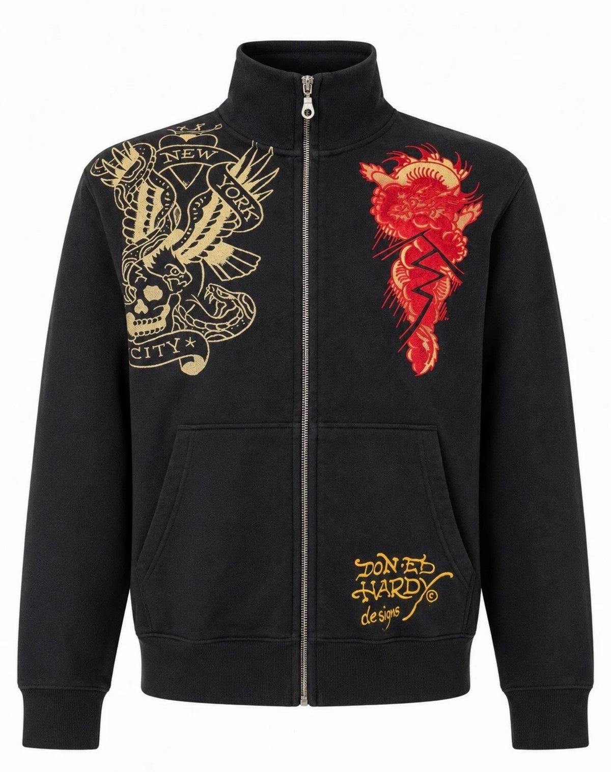Ed Hardy New York City Tattoo Graphic Track Jacket – Black