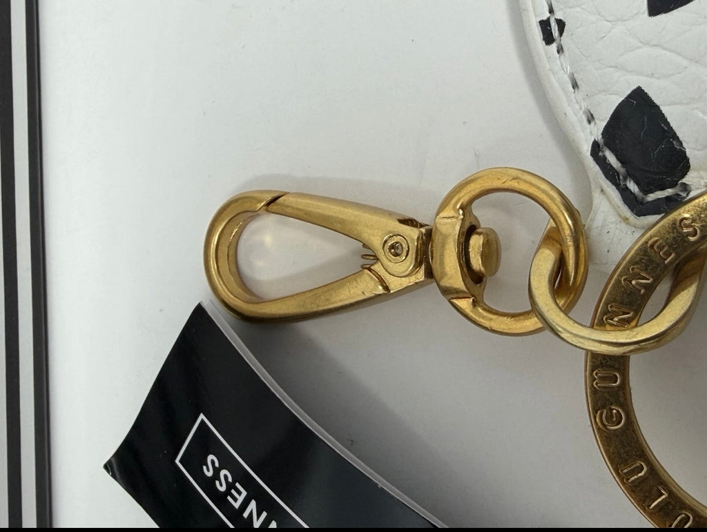 Lulu Guinness Lips and leather keyring and bag charm featuring a signature lip design and black leather strap.