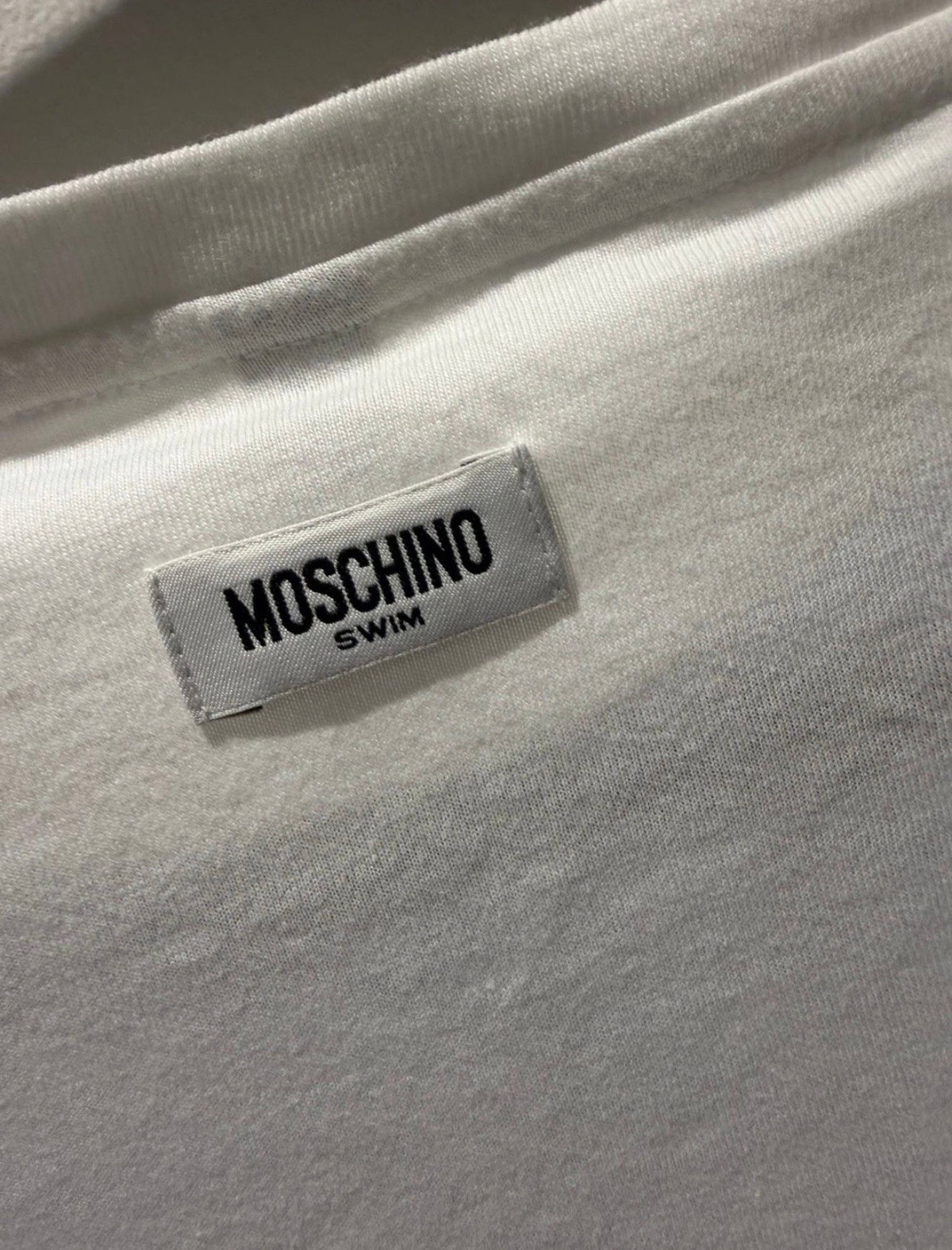 Moschino Swim Trompe-l’Œil Denim Jacket Print T-Shirt White/Blue – Men’s M NWT