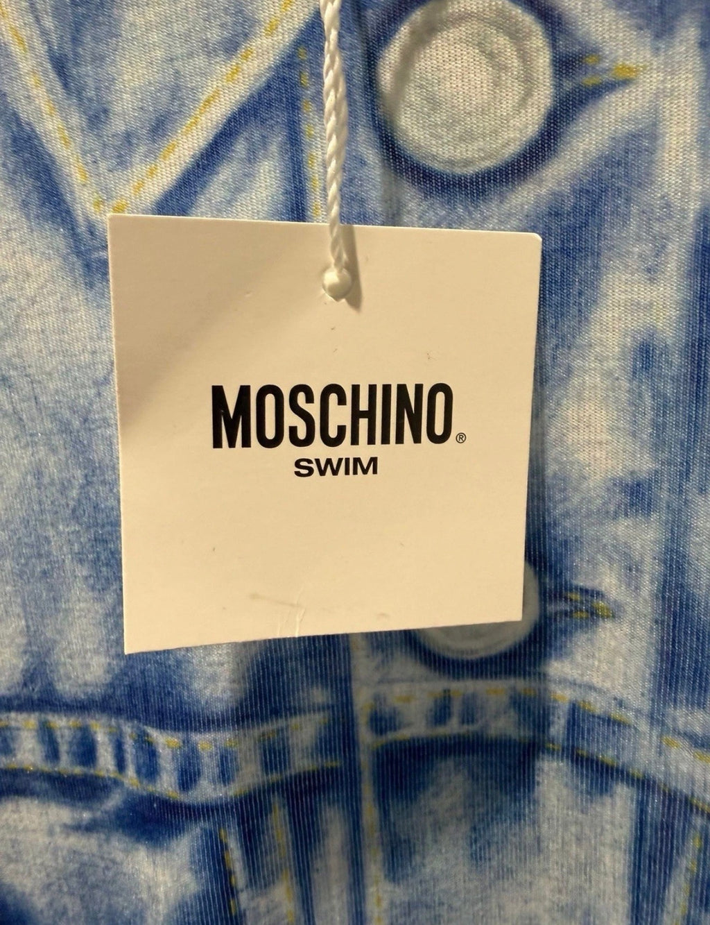 Moschino Swim Trompe-l’Œil Denim Jacket Print T-Shirt White/Blue – Men’s M NWT