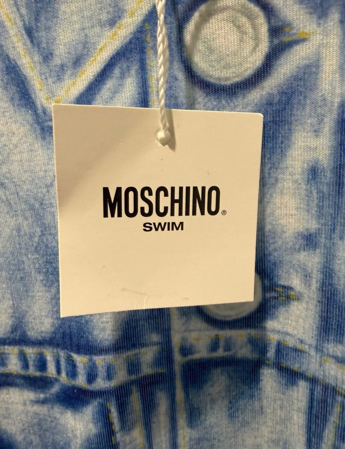 Moschino Swim Trompe-l’Œil Denim Jacket Print T-Shirt White/Blue – Men’s M NWT