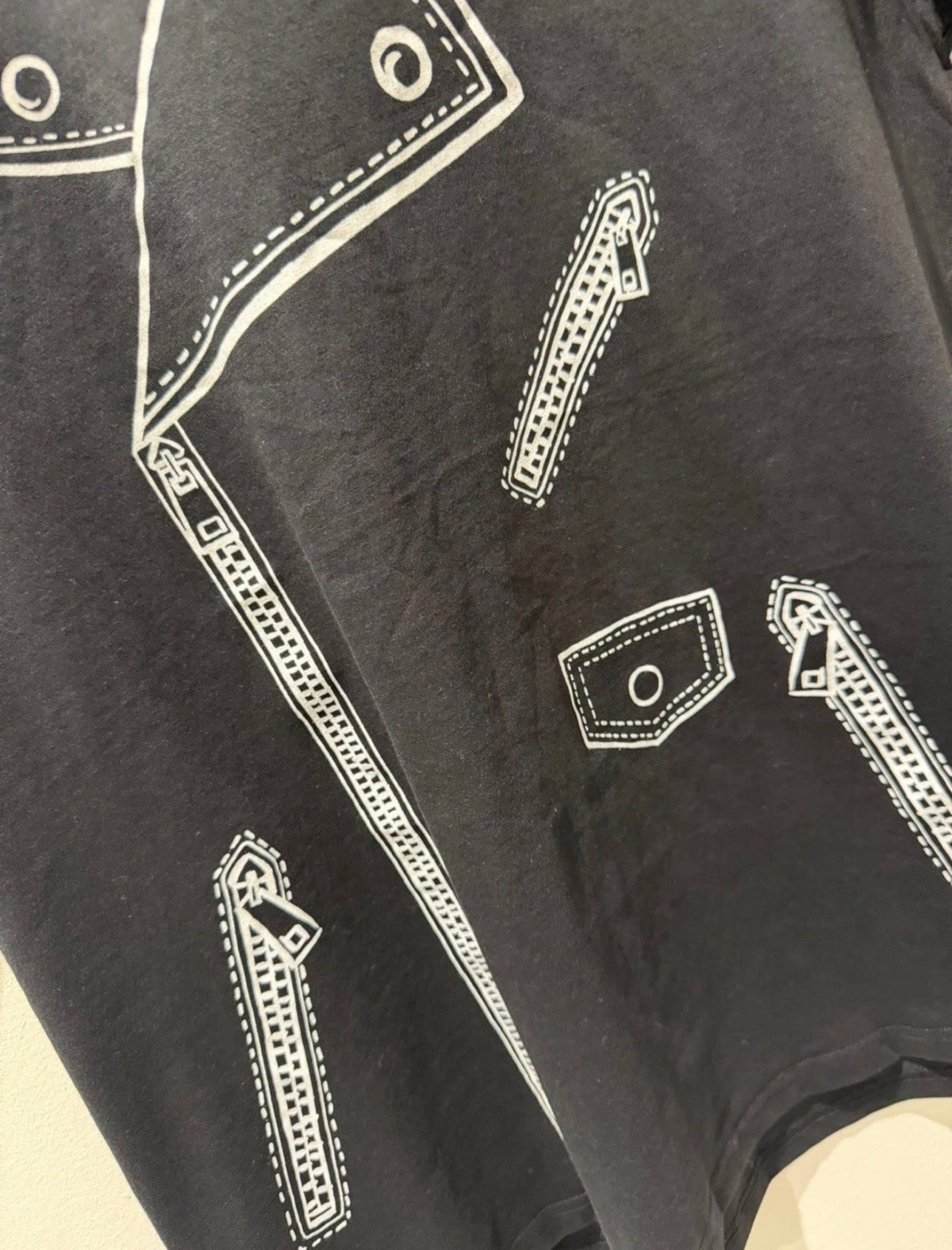 Moschino Swim Trompe-L’Œil Biker Jacket Graphic T-Shirt – Black