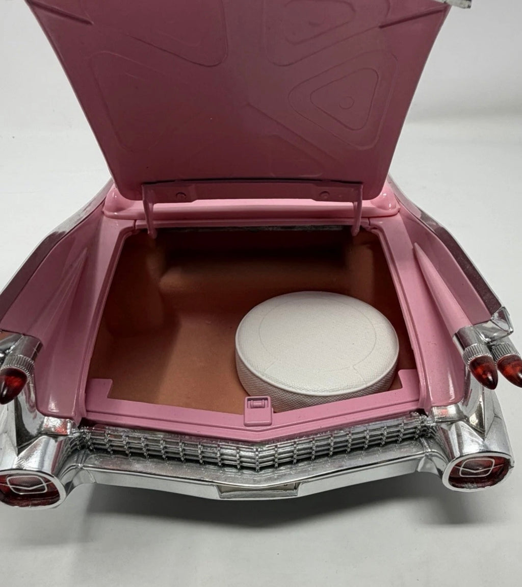 Maisto 1959 Cadillac Eldorado Biarritz diecast convertible car in pink, detailed collectible model for toy and diecast enthusiasts.