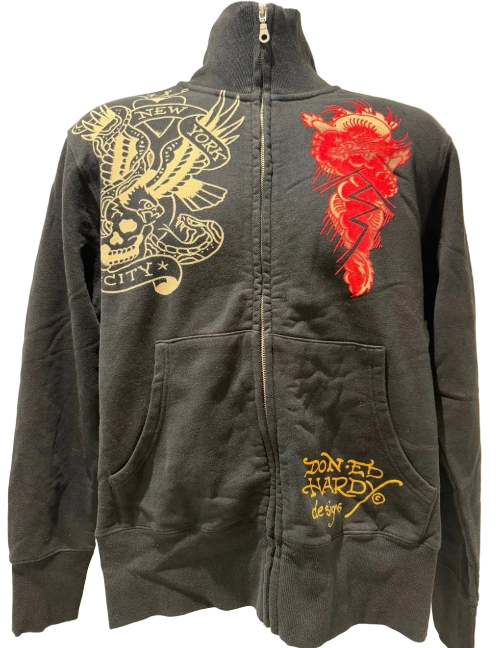 Ed Hardy New York City Tattoo Graphic Track Jacket – Black