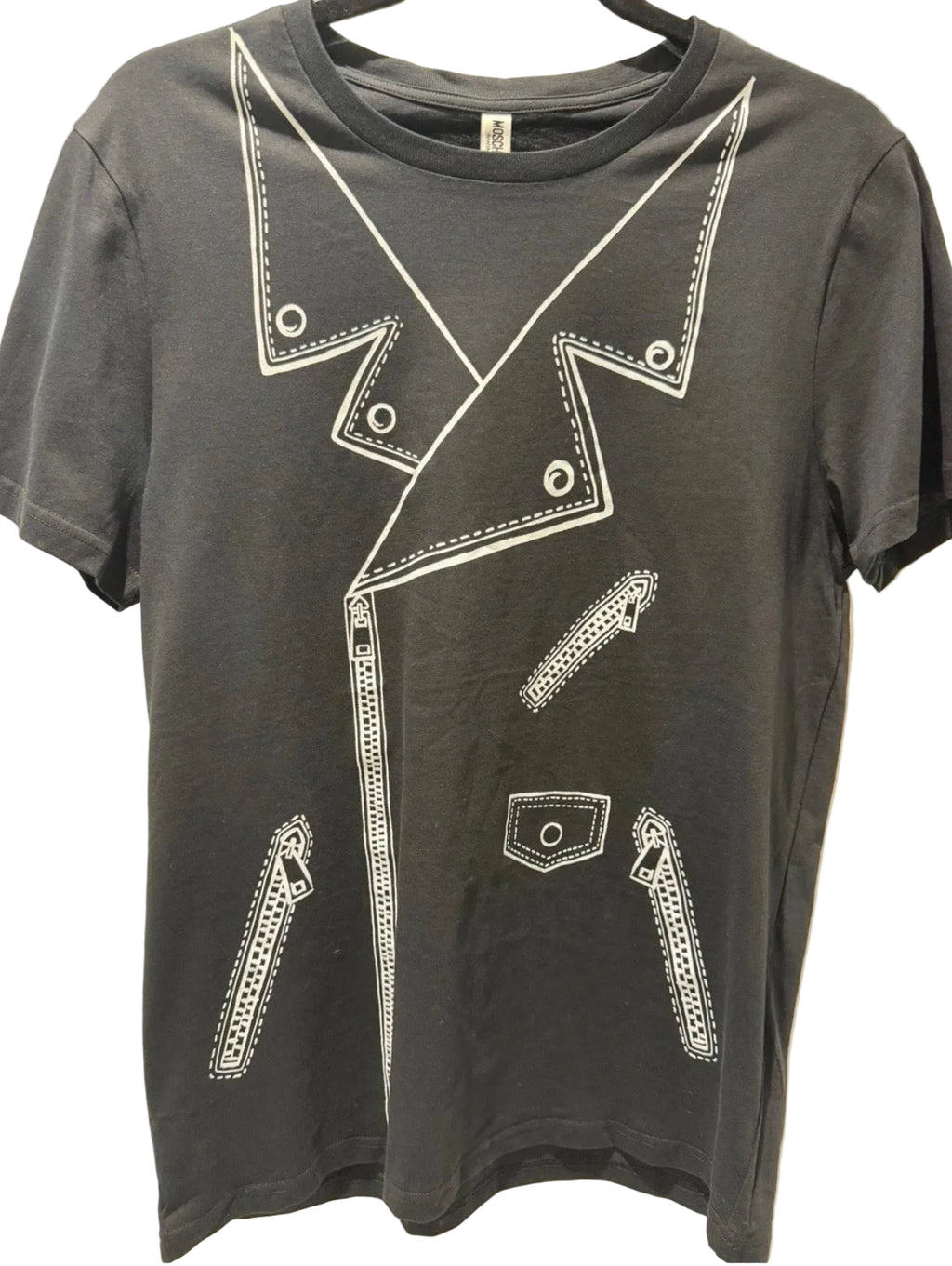 Moschino Swim Trompe-L’Œil Biker Jacket Graphic T-Shirt – Black