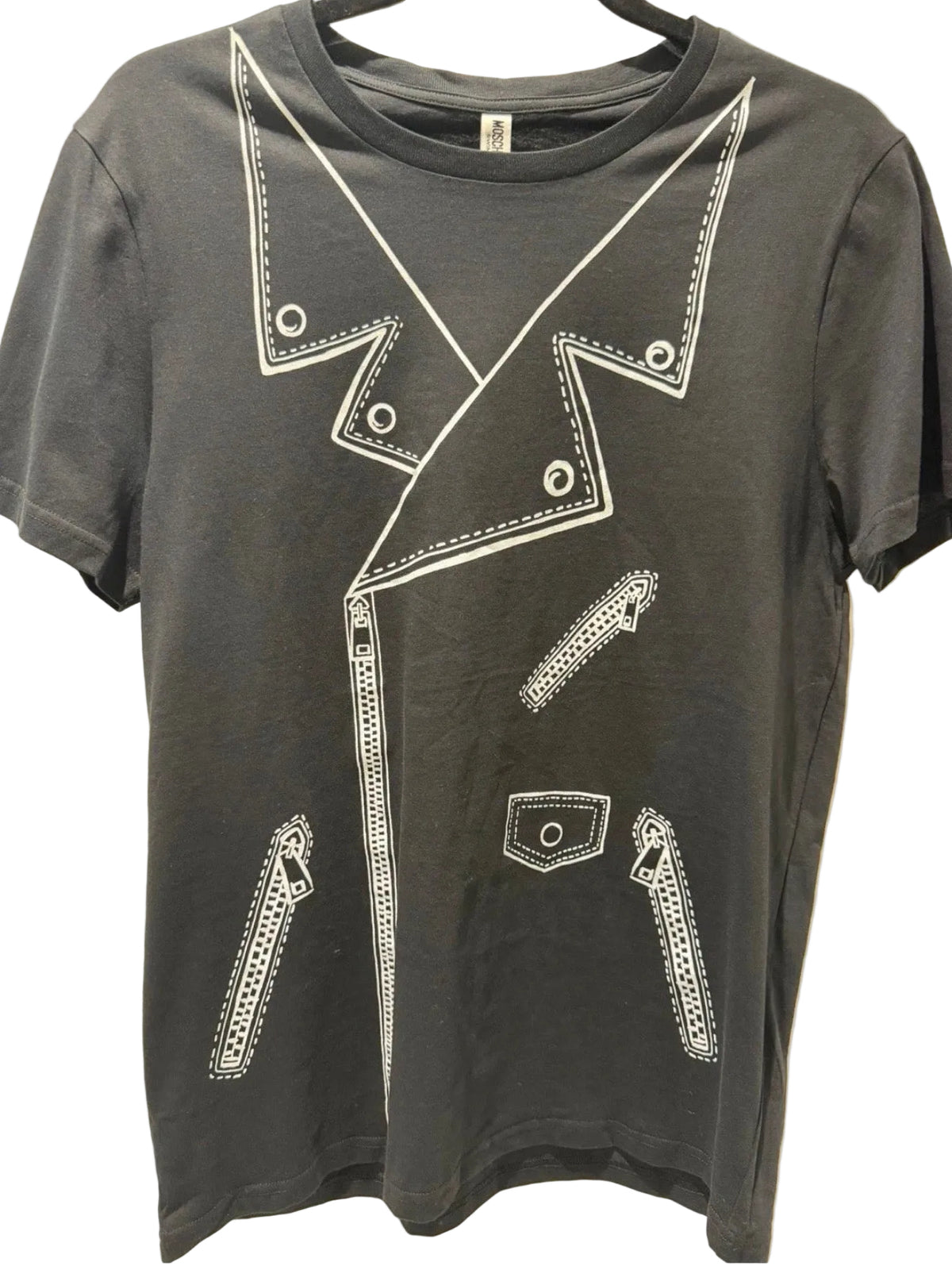 Moschino Swim Trompe-L’Œil Biker Jacket Graphic T-Shirt – Black