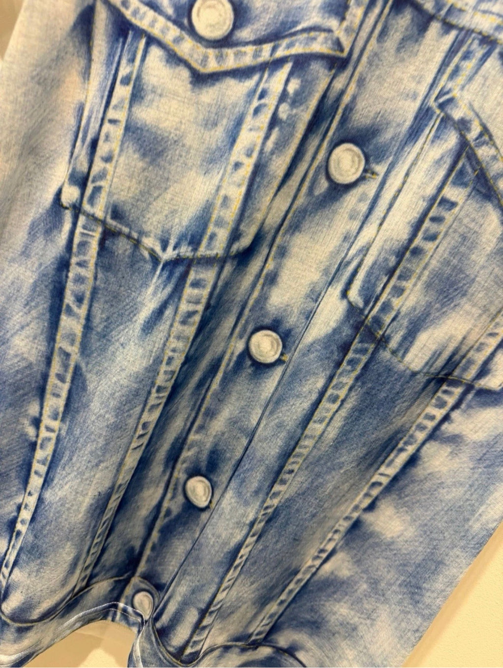 Moschino Swim Trompe-l’Œil Denim Jacket Print T-Shirt White/Blue – Men’s M NWT