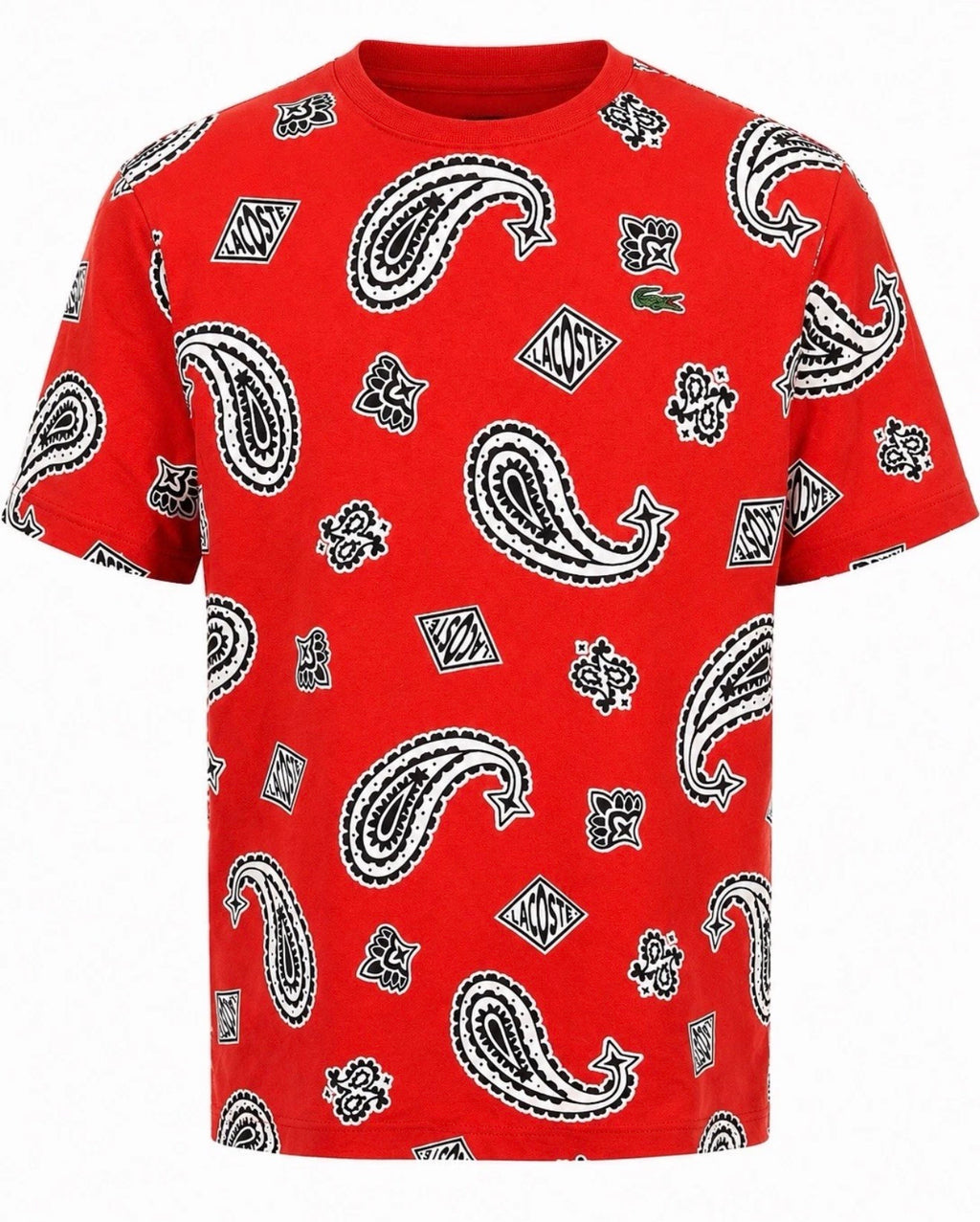 Lacoste L!VE Paisley Print T-Shirt Red Large – New with Tags