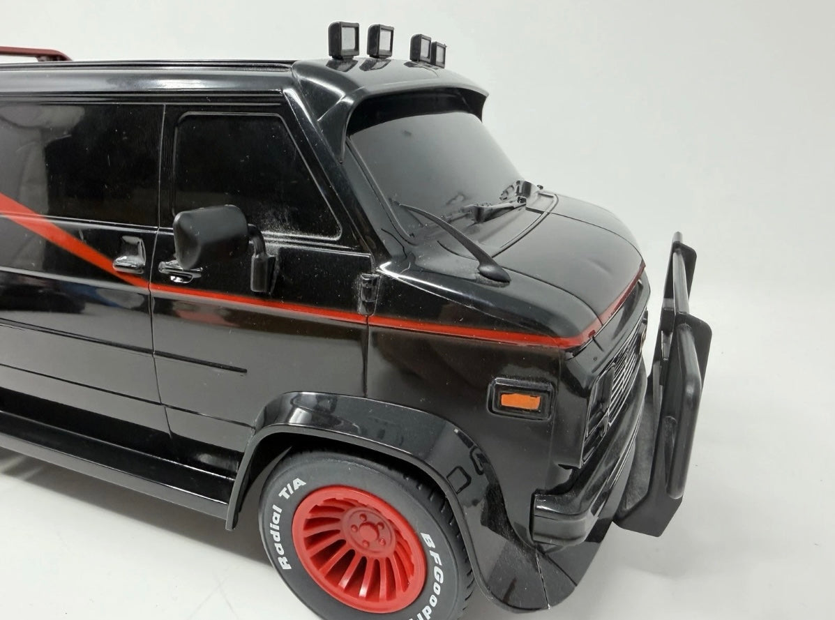 Vintage Hitari The A-Team GMC remote control toy van with original controller, detailed collectible toy in excellent condition.