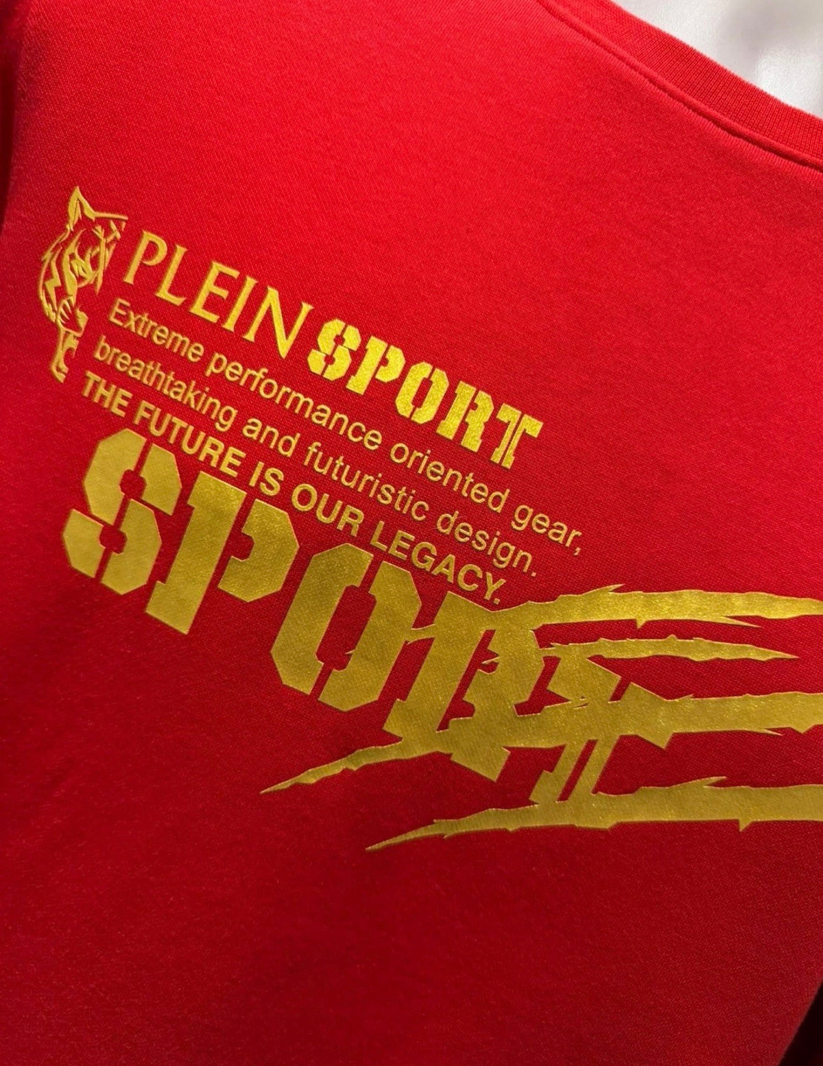 Plein Sport The Future Is Our Legacy Sweatshirt Red Gold Men’s Small