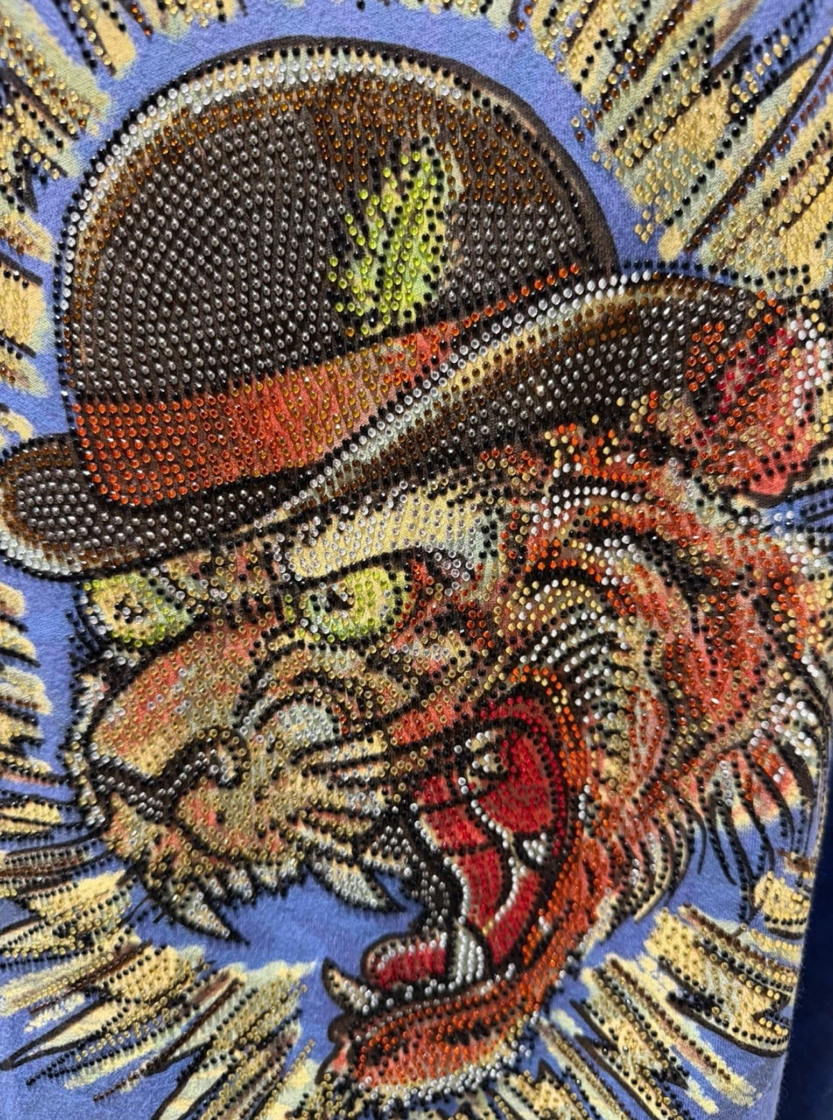 Ed Hardy by Christian Audigier Tiger Rhinestone T-Shirt – Blue