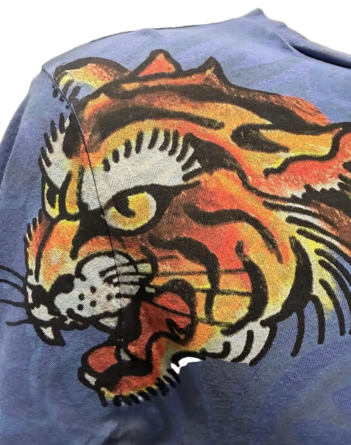 Ed Hardy by Christian Audigier Tiger Rhinestone T-Shirt – Blue