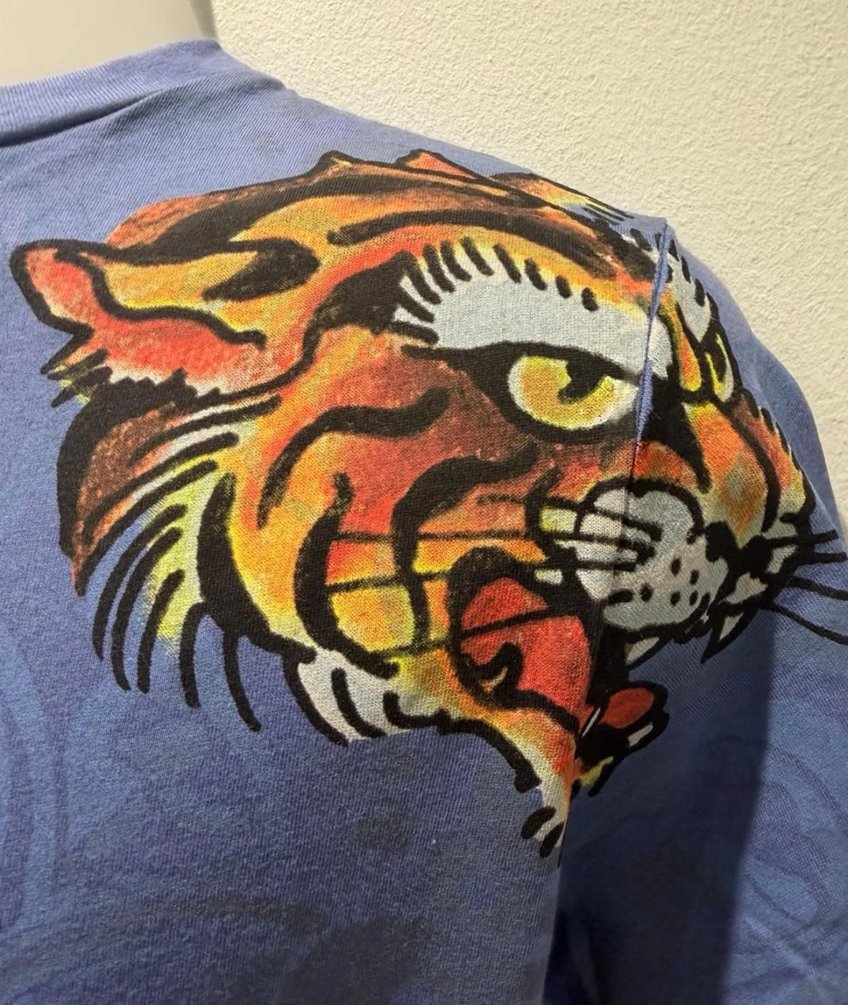 Ed Hardy by Christian Audigier Tiger Rhinestone T-Shirt – Blue