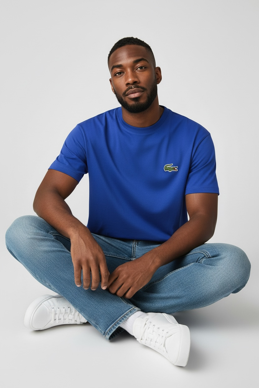 Lacoste Unisex Loose Fit Heavy Cotton T-Shirt Blue 3XL – New with Tags