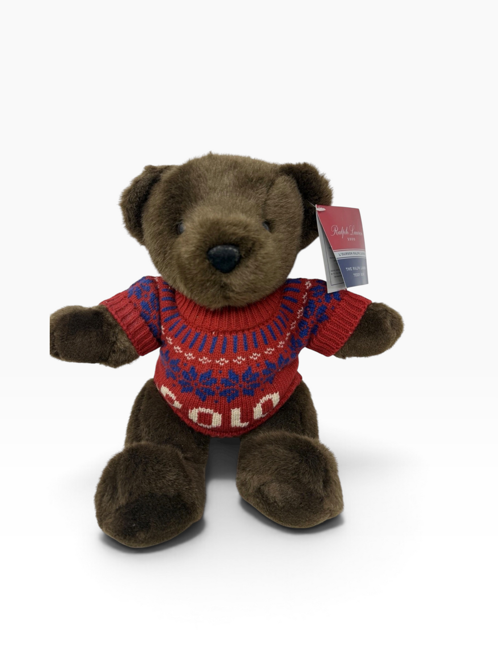 Vintage 2000 Ralph Lauren Polo Teddy Bear 40cm with Fair Isle Knit Jumper & Tags