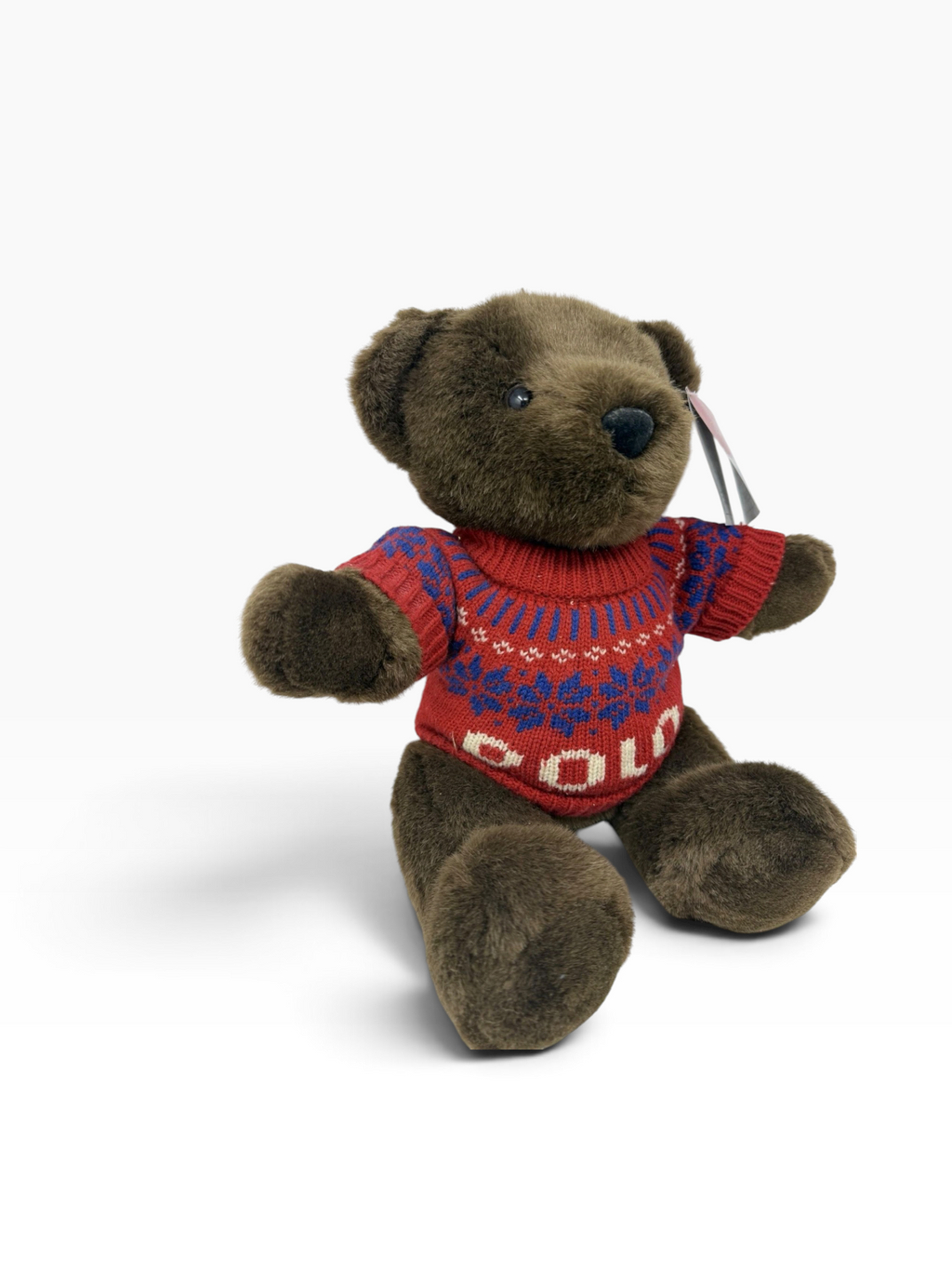 Vintage 2000 Ralph Lauren Polo Teddy Bear 40cm with Fair Isle Knit Jumper & Tags