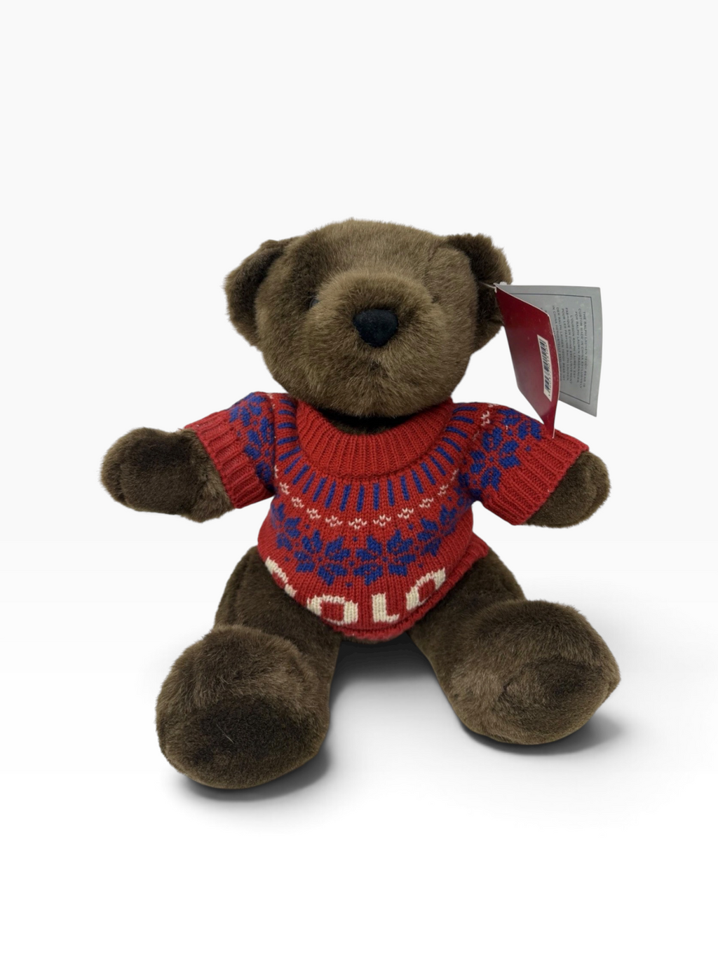 Vintage 2000 Ralph Lauren Polo Teddy Bear 40cm with Fair Isle Knit Jumper & Tags