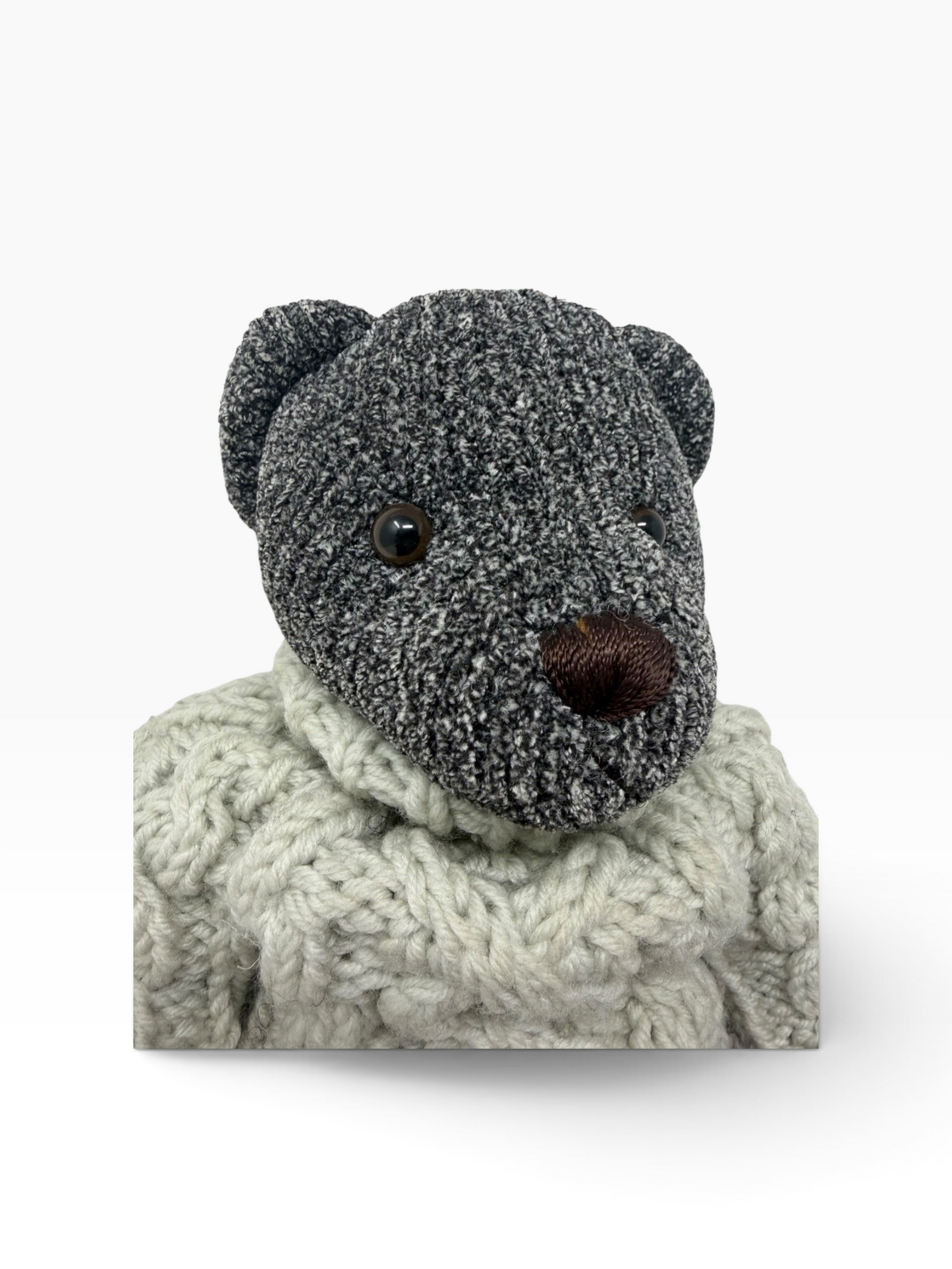 Chehoma Belgium Grey Teddy Bear with Chunky Cable Knit Jumper – Decorative Plush