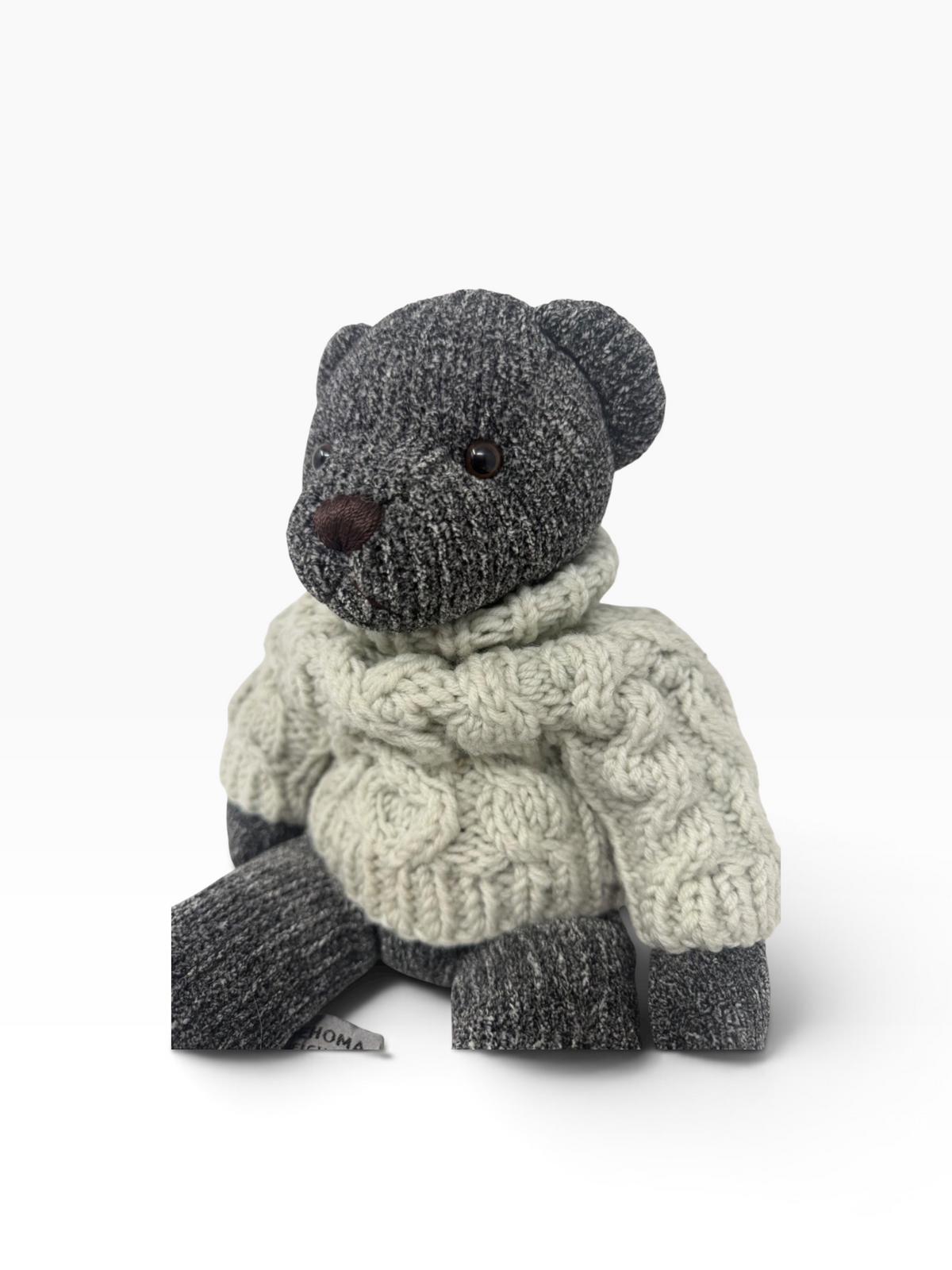 Chehoma Belgium Grey Teddy Bear with Chunky Cable Knit Jumper – Decorative Plush