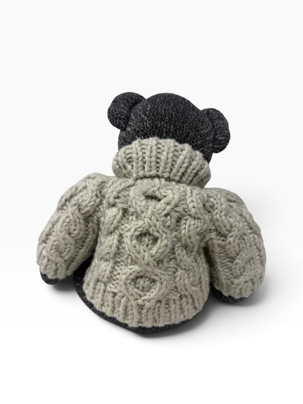 Chehoma Belgium Grey Teddy Bear with Chunky Cable Knit Jumper – Decorative Plush