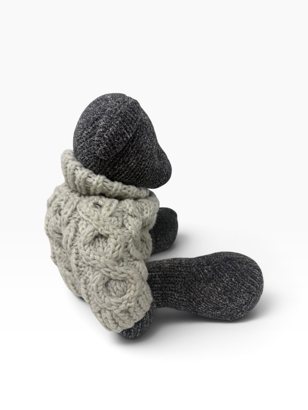 Chehoma Belgium Grey Teddy Bear with Chunky Cable Knit Jumper – Decorative Plush