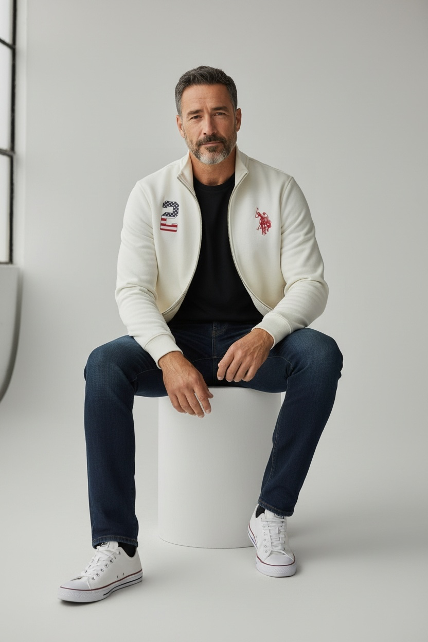 U.S. Polo Assn. Heritage Gary Brown Full-Zip Sweatshirt – Cream