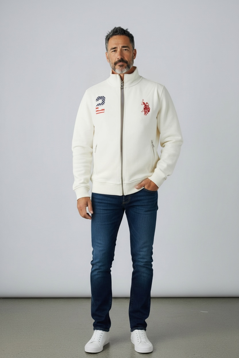 U.S. Polo Assn. Heritage Gary Brown Full-Zip Sweatshirt – Cream
