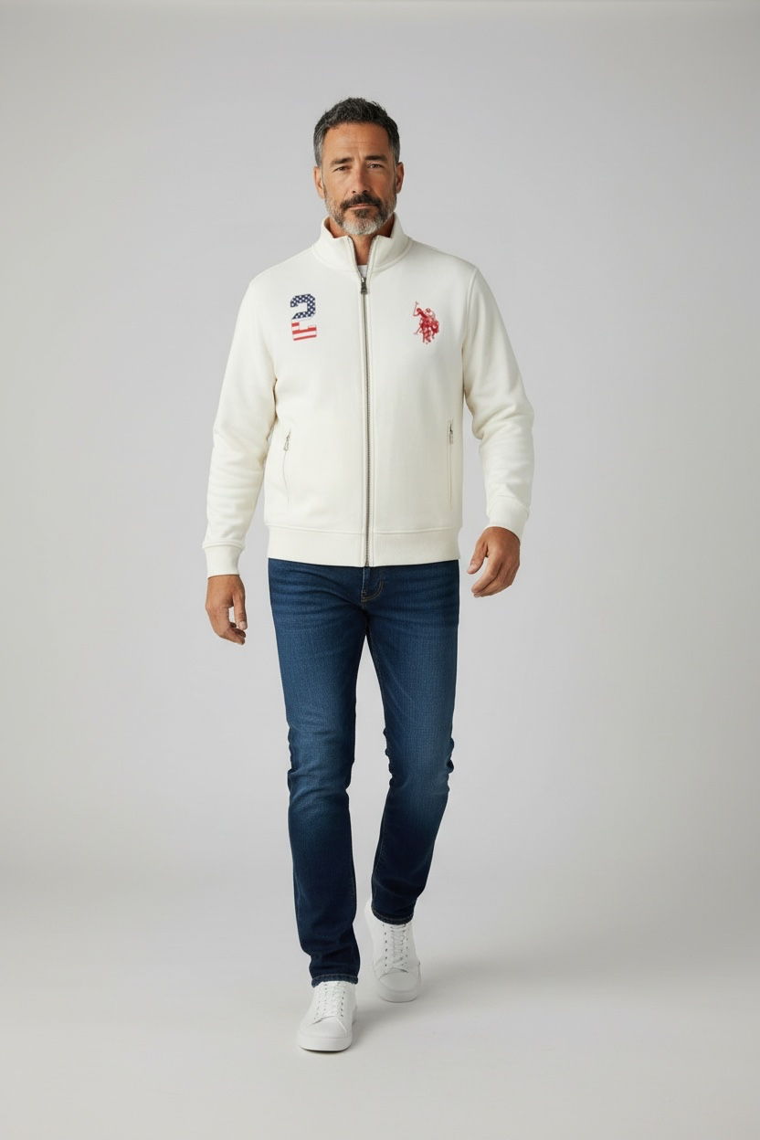 U.S. Polo Assn. Heritage Gary Brown Full-Zip Sweatshirt – Cream