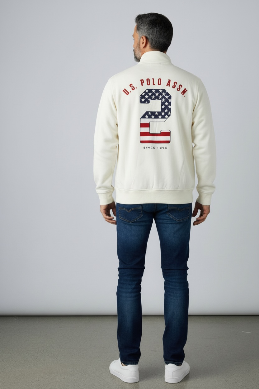 U.S. Polo Assn. Heritage Gary Brown Full-Zip Sweatshirt – Cream