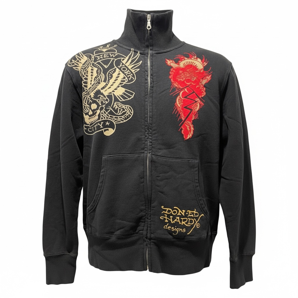 Ed Hardy New York City Tattoo Graphic Track Jacket – Black