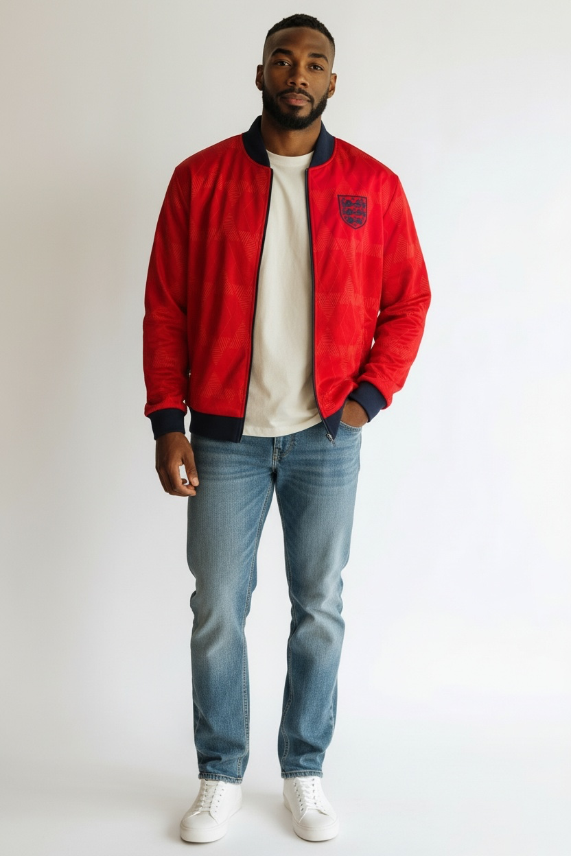 Score Draw England 1990 Away Track Jacket – Red