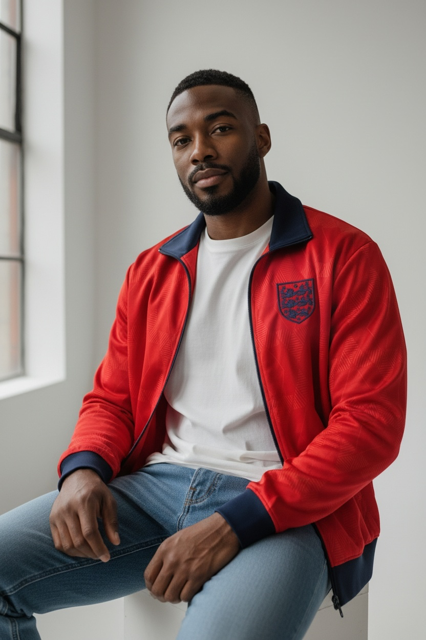 Score Draw England 1990 Away Track Jacket – Red
