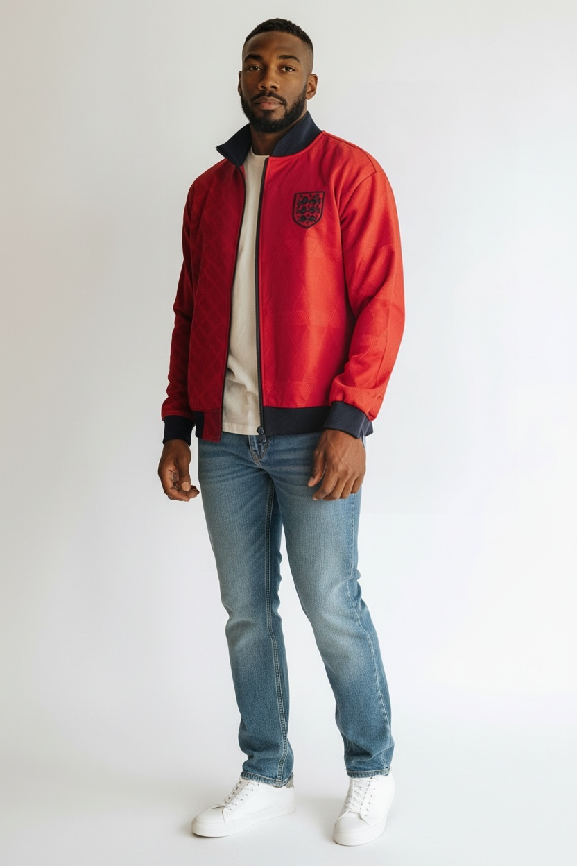 Score Draw England 1990 Away Track Jacket – Red