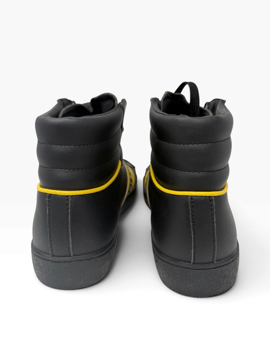 Bikkembergs Logo Stripe Leather High-Top Trainers – Black & Yellow