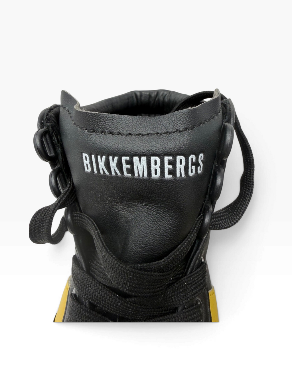 Bikkembergs Logo Stripe Leather High-Top Trainers – Black & Yellow
