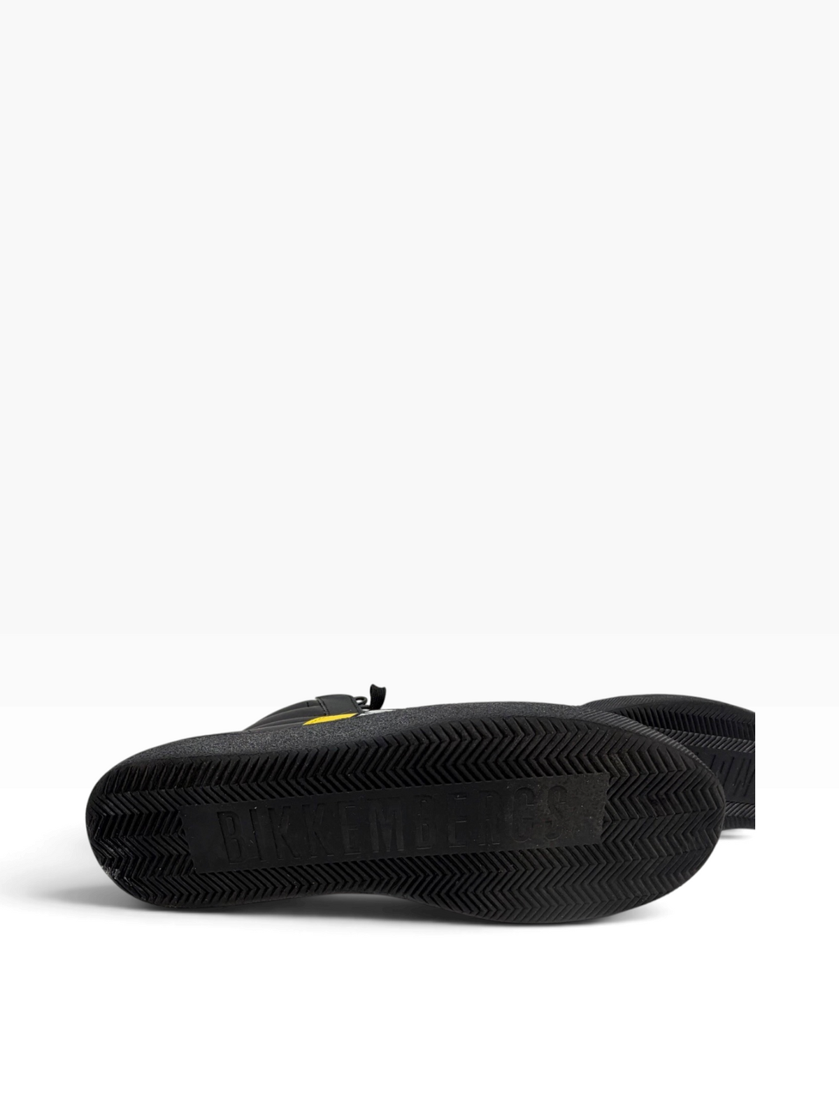 Bikkembergs Logo Stripe Leather High-Top Trainers – Black & Yellow