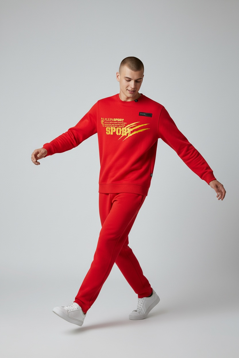 Plein Sport The Future Is Our Legacy Sweatshirt Red Gold Men’s Small