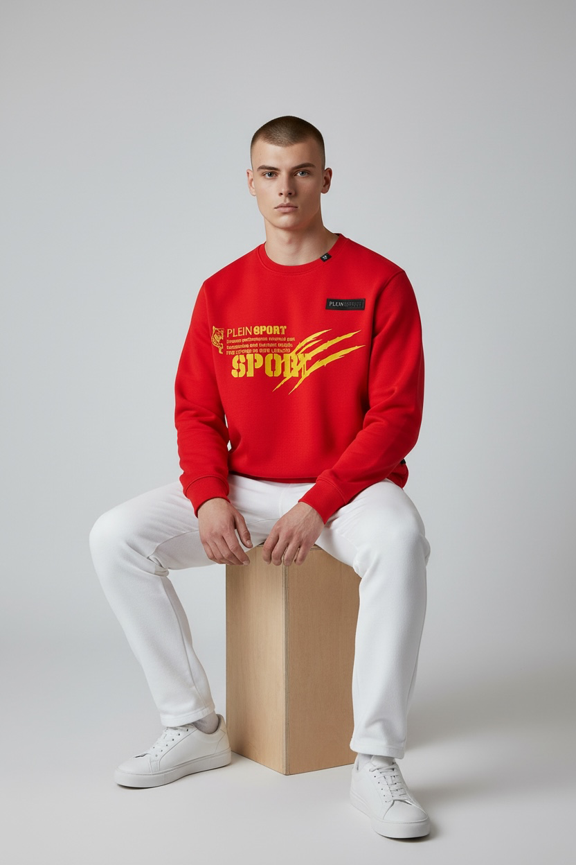 Plein Sport The Future Is Our Legacy Sweatshirt Red Gold Men’s Small