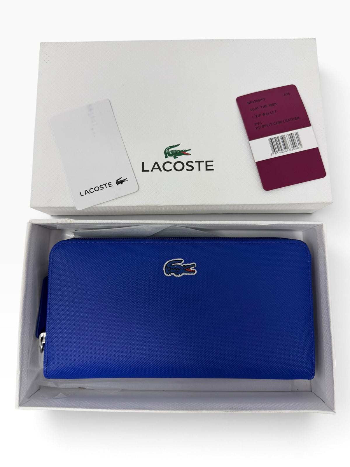 Lacoste Blue Zip Around Purse Wallet NF2285PO – Brand New & Boxed