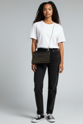 Love Moschino Black & Gold Woven Chain Shoulder Bag with Wrist Strap – New