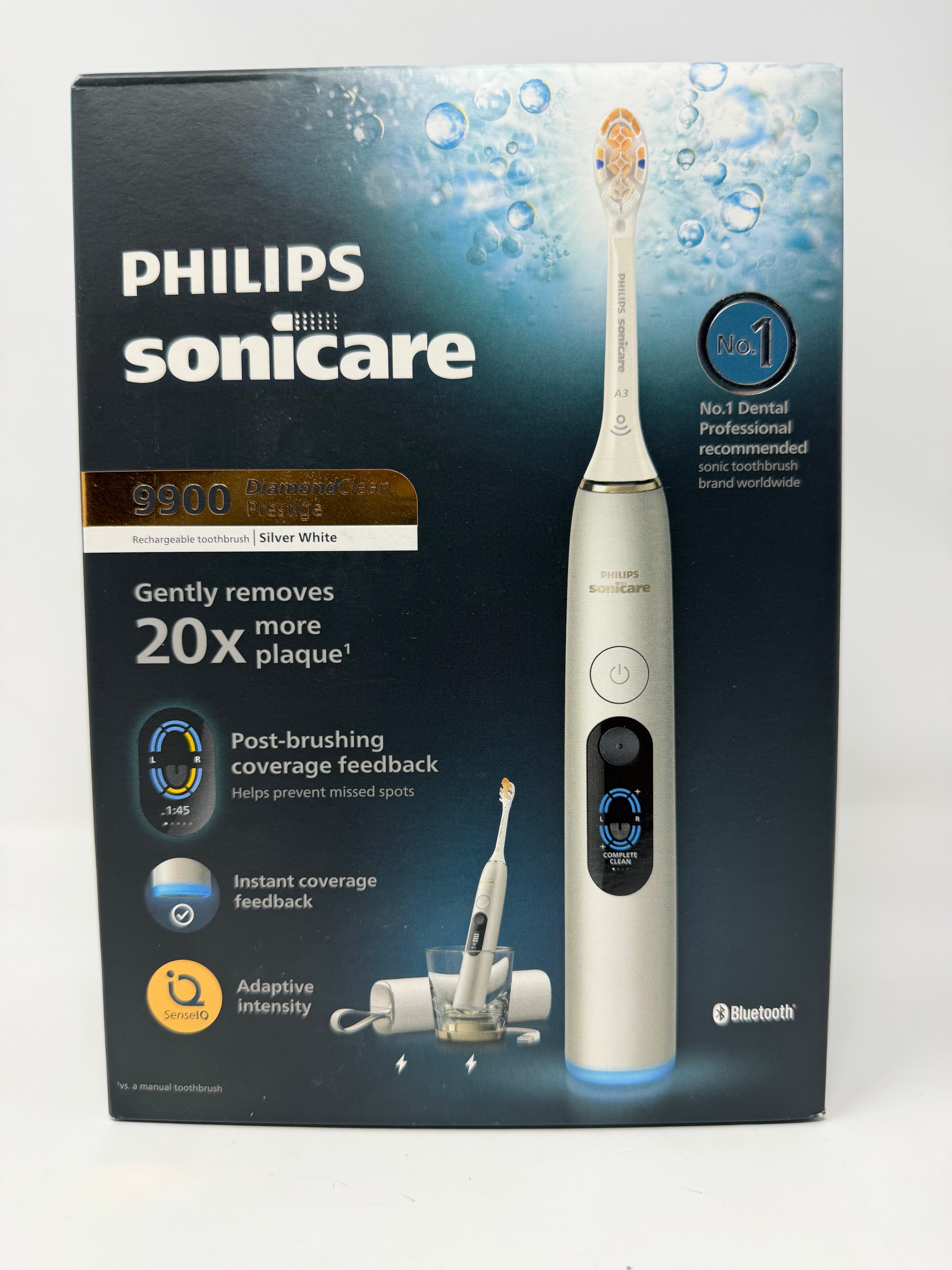 Philips Sonicare 9900 DiamondClean Prestige Electric Toothbrush – silver white – HX9815/92 – Factory Sealed