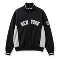 Black and white New York Yankees full-zip track jacket by Sport AX, large size, displayed flat with front view.
