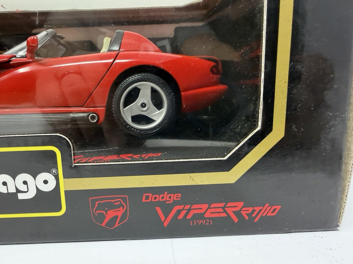 Bburago Diamonds 1:18 red Dodge Viper RT/10 1992 box front showing Dodge Viper RT/10 lettering