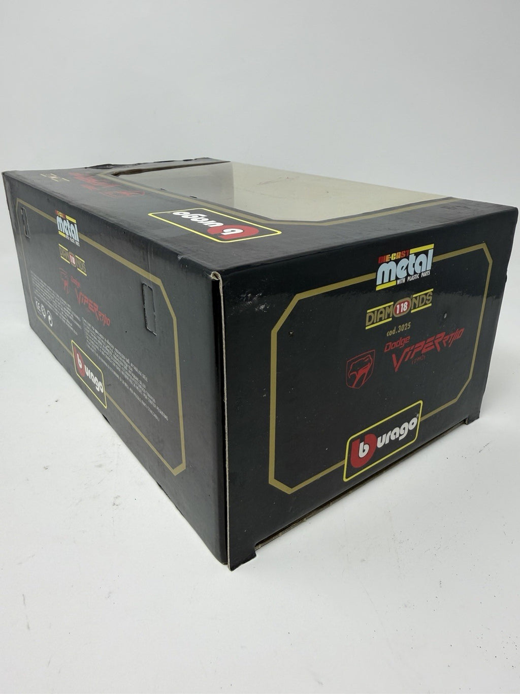 Bburago Diamonds 1:18 red Dodge Viper RT/10 1992 box end and side panel