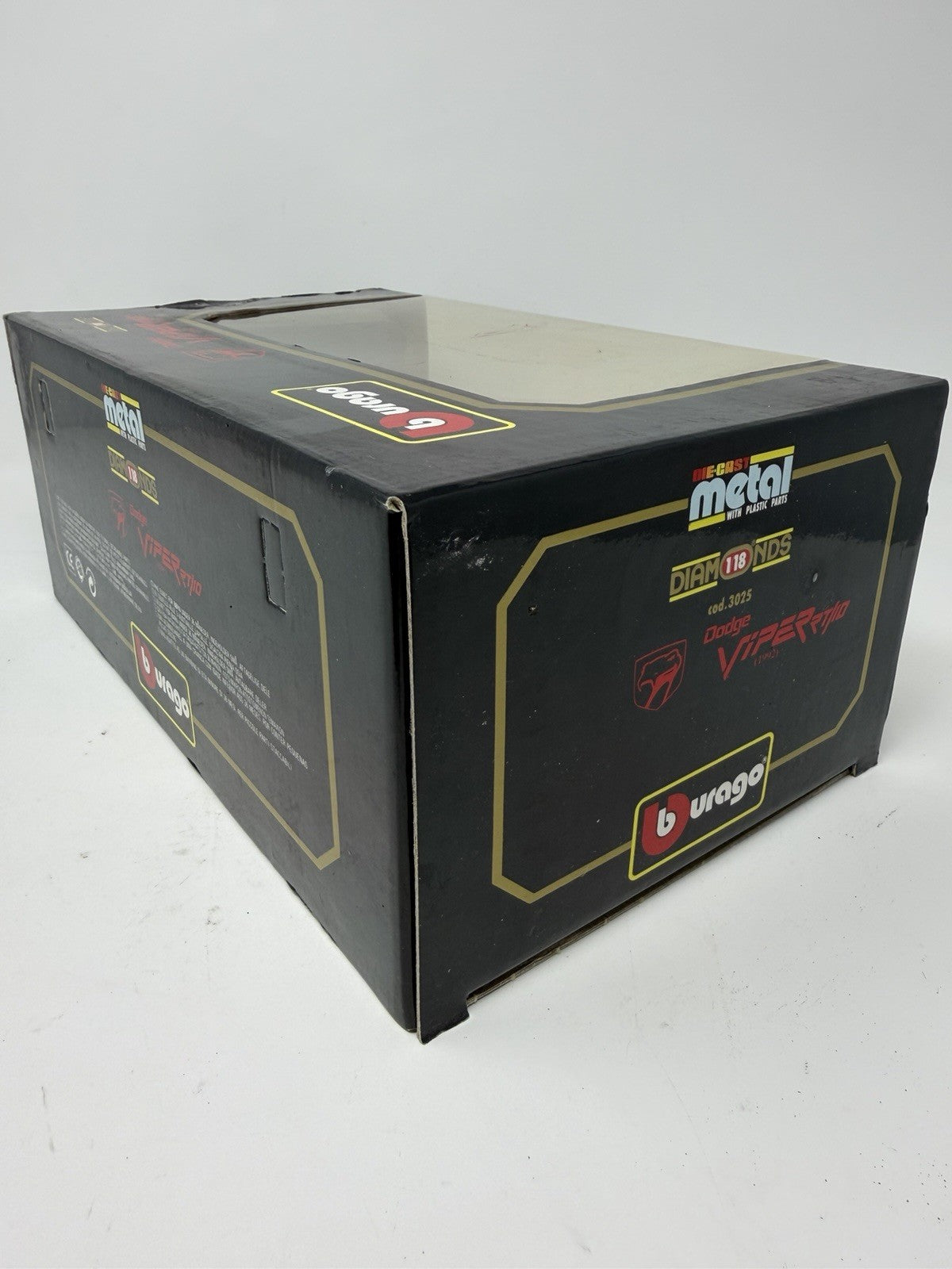 Bburago Diamonds 1:18 red Dodge Viper RT/10 1992 box end and side panel